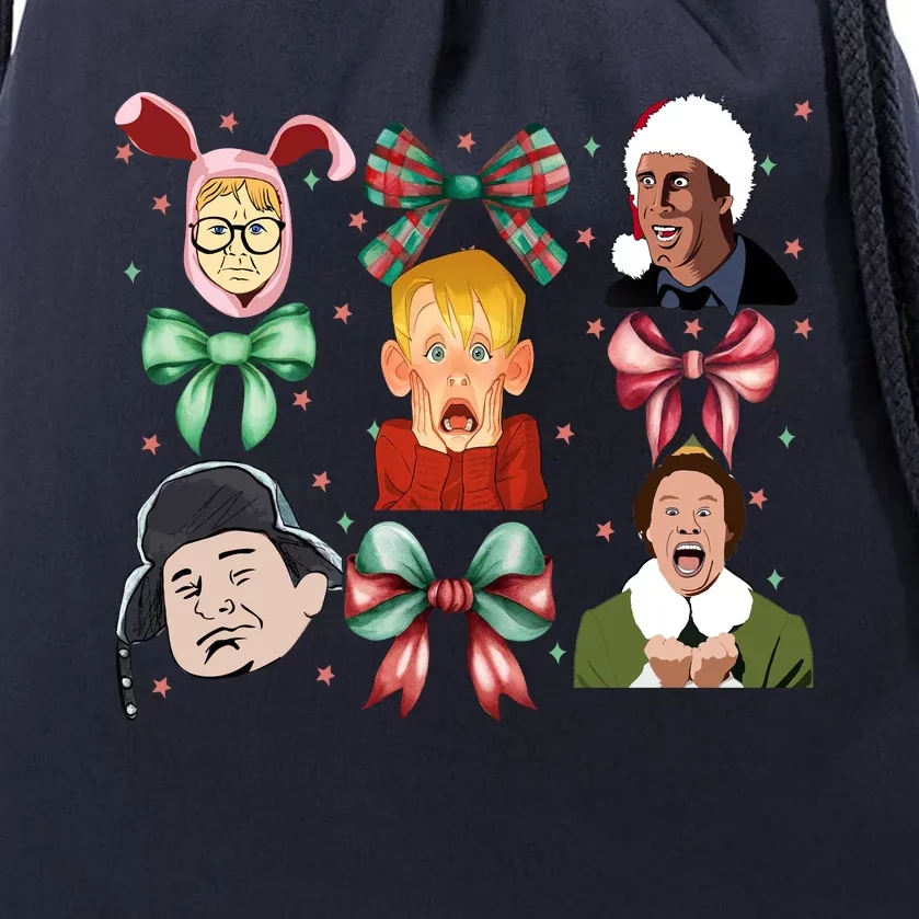 Merry Christmas Coquette Bow Comedy Movie Kevin Buddy Ralphie Drawstring Bag