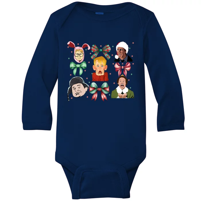 Merry Christmas Coquette Bow Comedy Movie Kevin Buddy Ralphie Baby Long Sleeve Bodysuit