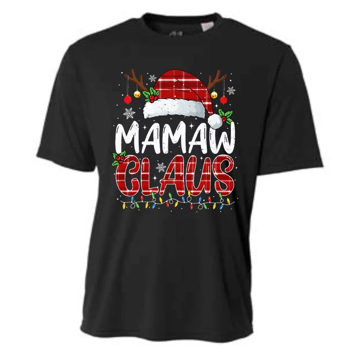 Mamaw Claus Christmas Lights Pajama Family Matching Cooling Performance Crew T-Shirt