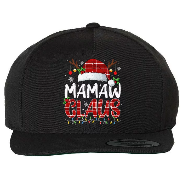 Mamaw Claus Christmas Lights Pajama Family Matching Wool Snapback Cap