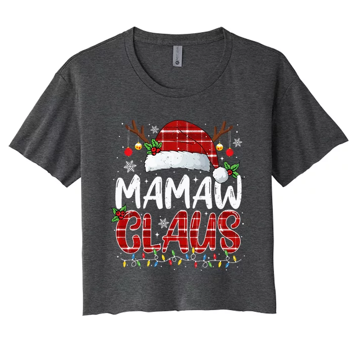 Mamaw Claus Christmas Lights Pajama Family Matching Women's Crop Top Tee