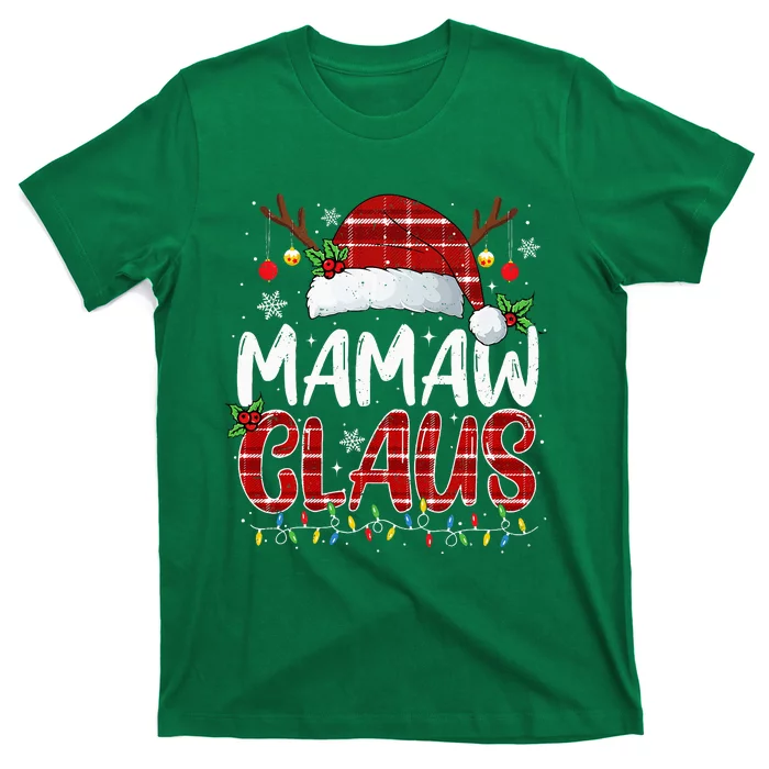 Mamaw Claus Christmas Lights Pajama Family Matching T-Shirt