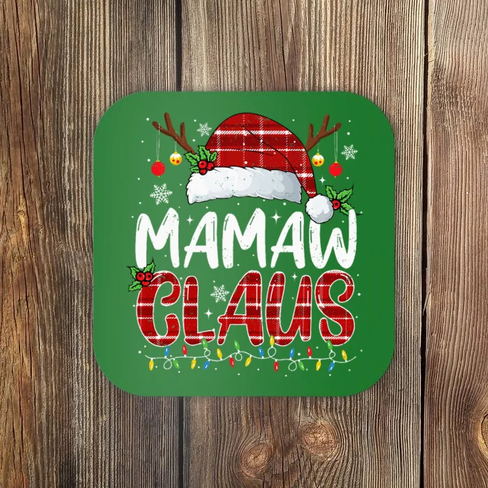 Mamaw Claus Christmas Lights Pajama Family Matching Coaster