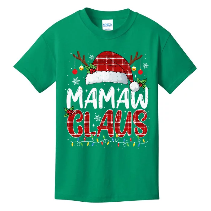 Mamaw Claus Christmas Lights Pajama Family Matching Kids T-Shirt