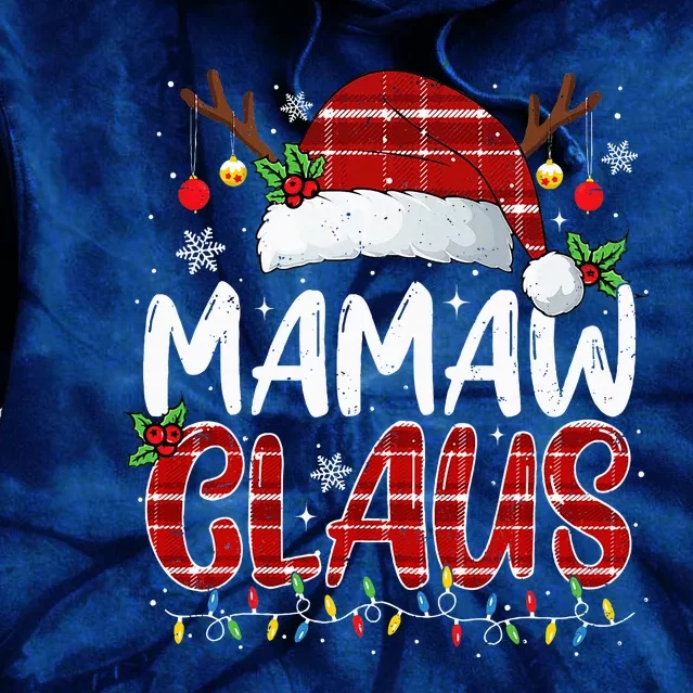 Mamaw Claus Christmas Lights Pajama Family Matching Tie Dye Hoodie