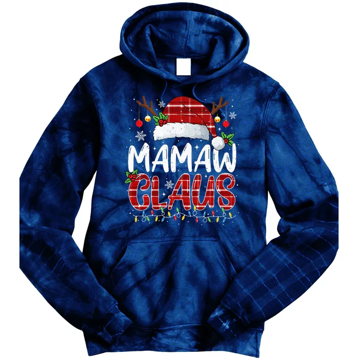 Mamaw Claus Christmas Lights Pajama Family Matching Tie Dye Hoodie