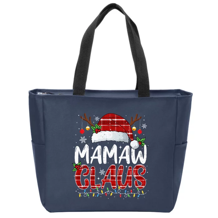 Mamaw Claus Christmas Lights Pajama Family Matching Zip Tote Bag