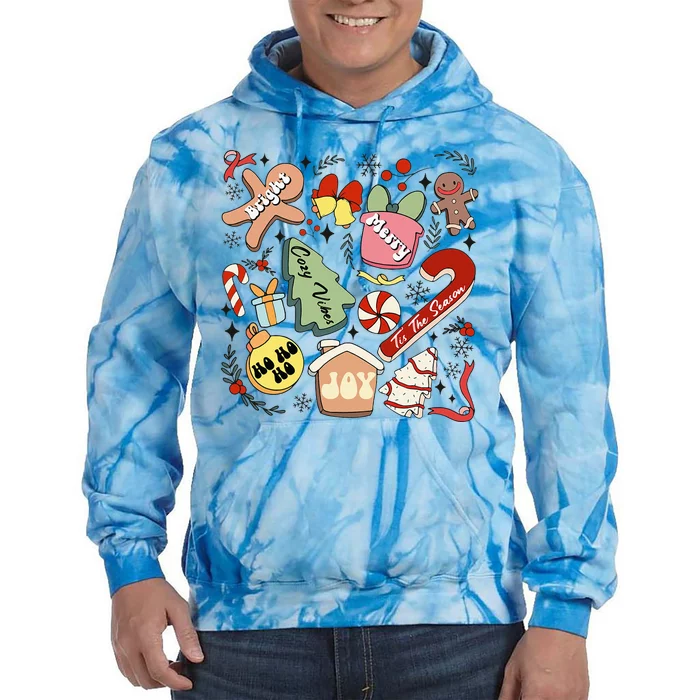 Merry Christmas Candy Cakes Gingerbread Cozy Vibes Tie Dye Hoodie