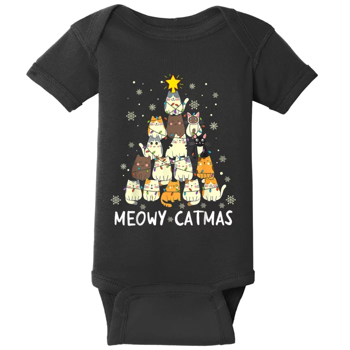 Meowy Catmas Cat Christmas Tree Xmas Baby Bodysuit