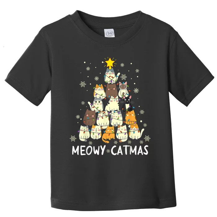 Meowy Catmas Cat Christmas Tree Xmas Toddler T-Shirt