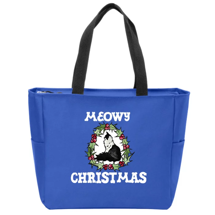 Meowy Catmas Christmas Cat Gift Zip Tote Bag