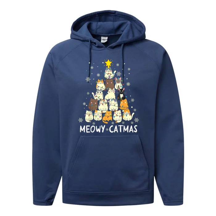 Meowy Catmas Cat Christmas Tree Xmas Performance Fleece Hoodie