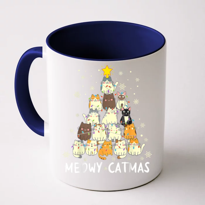 Meowy Catmas Cat Christmas Tree Xmas Front & Back Coffee Mug