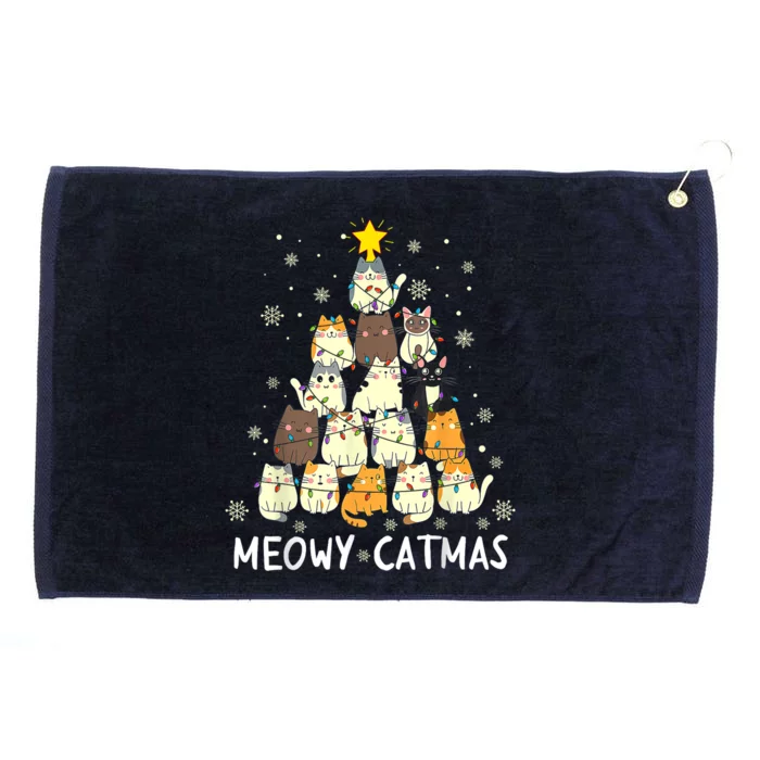 Meowy Catmas Cat Christmas Tree Xmas Grommeted Golf Towel