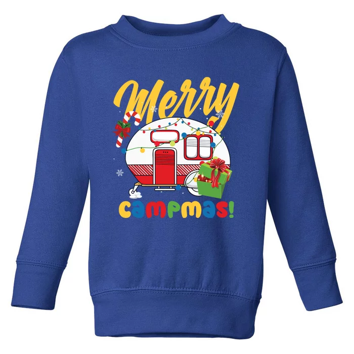 Merry Campmas Christmas Camper Camping Lover Gift Toddler Sweatshirt