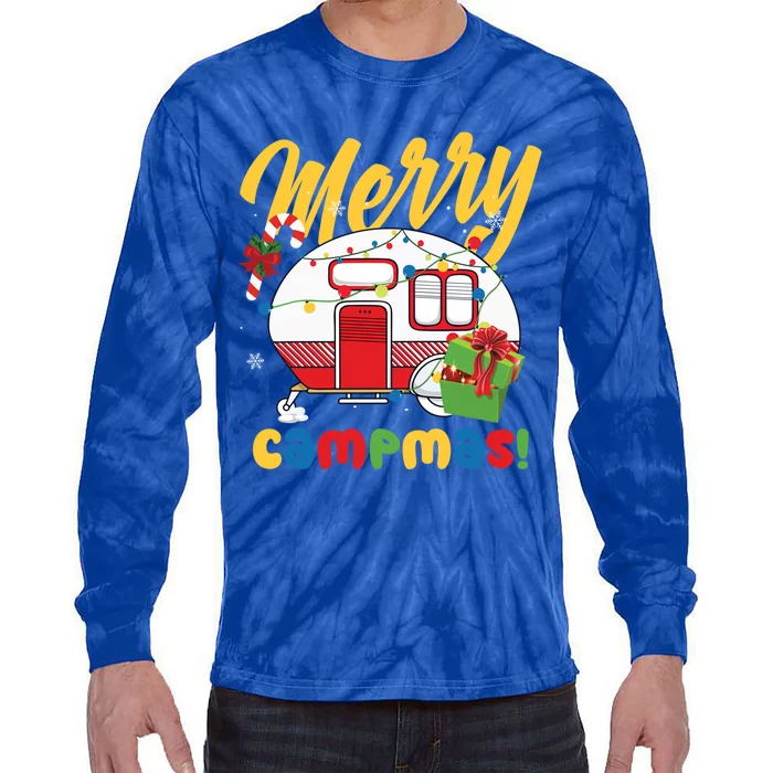 Merry Campmas Christmas Camper Camping Lover Gift Tie-Dye Long Sleeve Shirt