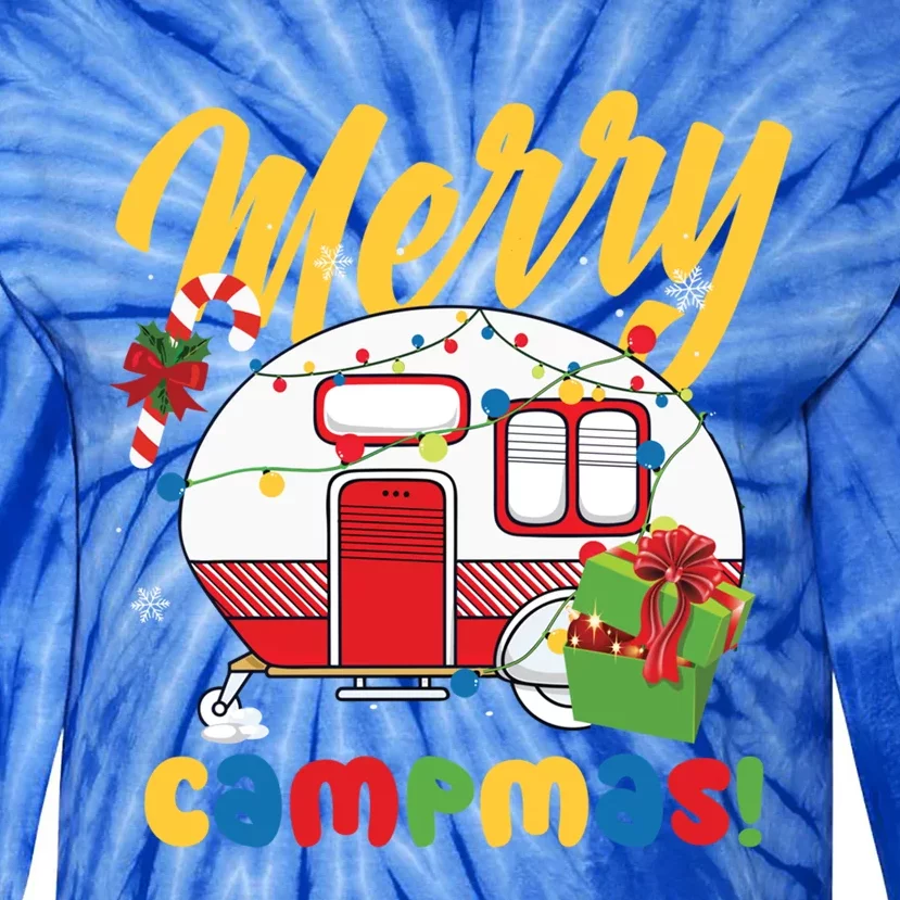 Merry Campmas Christmas Camper Camping Lover Gift Tie-Dye Long Sleeve Shirt