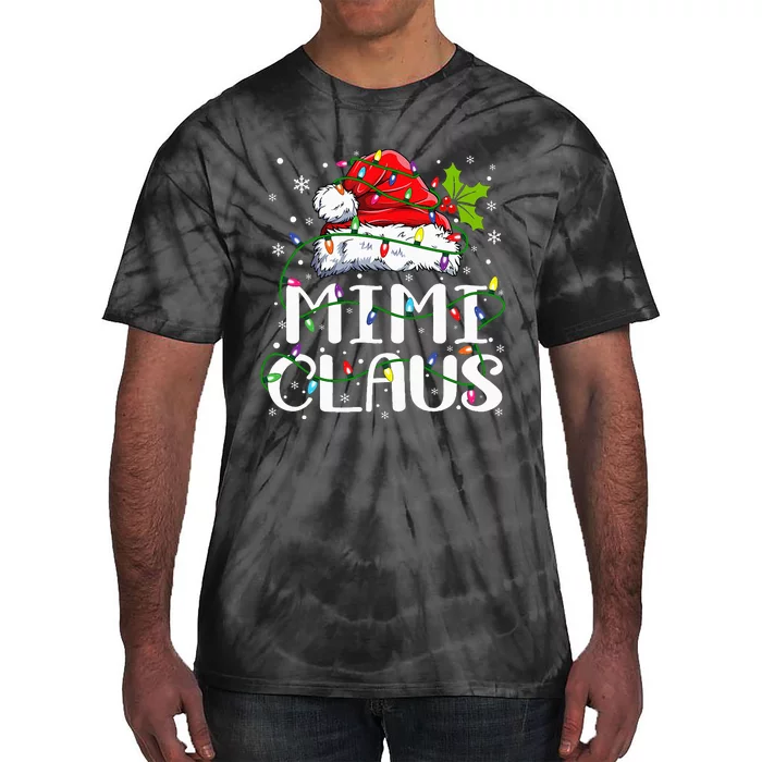 Mimi Claus  Christmas Lights Pajama Family Matching Tie-Dye T-Shirt