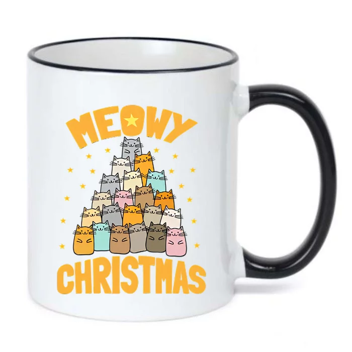 Meowy Christmas Cat Xmas Tree Black Color Changing Mug