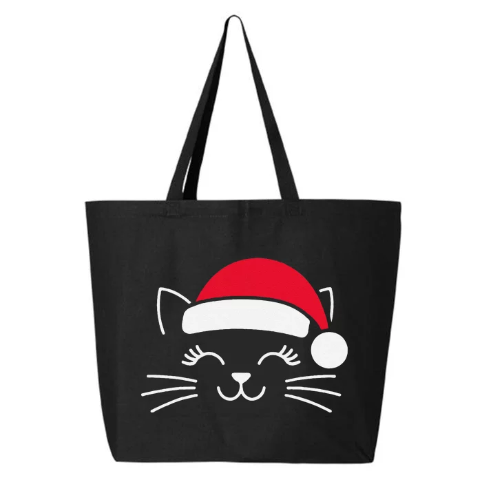 Meowy Christmas Cute Cat Face Simple Santa Cat Christmas 25L Jumbo Tote