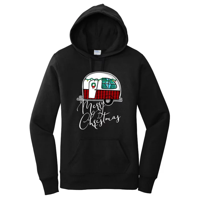 Merry Christmas Camper RV Camping XMas Gift Women's Pullover Hoodie