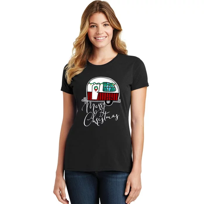 Merry Christmas Camper RV Camping XMas Gift Women's T-Shirt