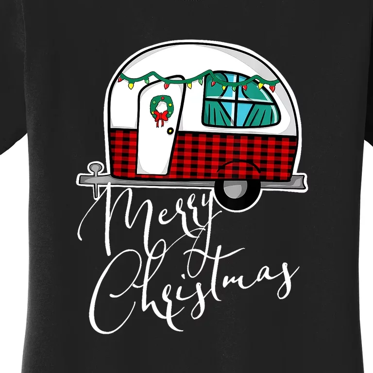 Merry Christmas Camper RV Camping XMas Gift Women's T-Shirt