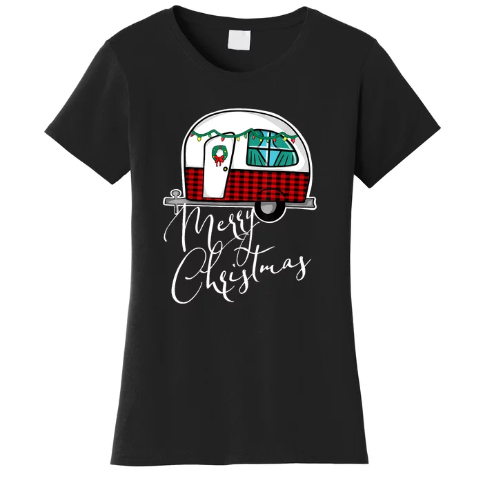 Merry Christmas Camper RV Camping XMas Gift Women's T-Shirt