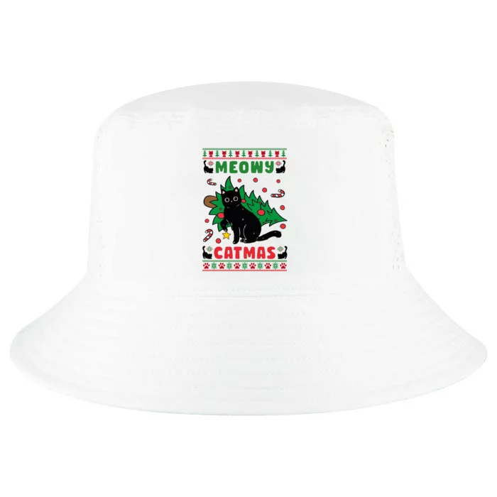 Meowy Catmas Cute Kawaii Cat Christmas Tree Ugly Sweater Cool Comfort Performance Bucket Hat