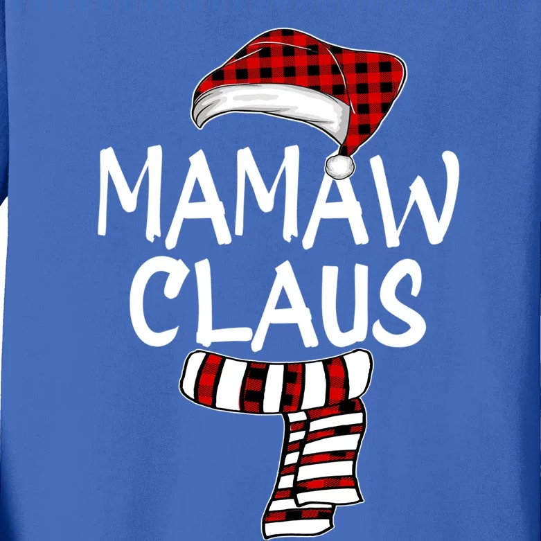 Mamaw Claus Christmas Family Santa Claus Red Plaid Grandma Gift Kids Long Sleeve Shirt