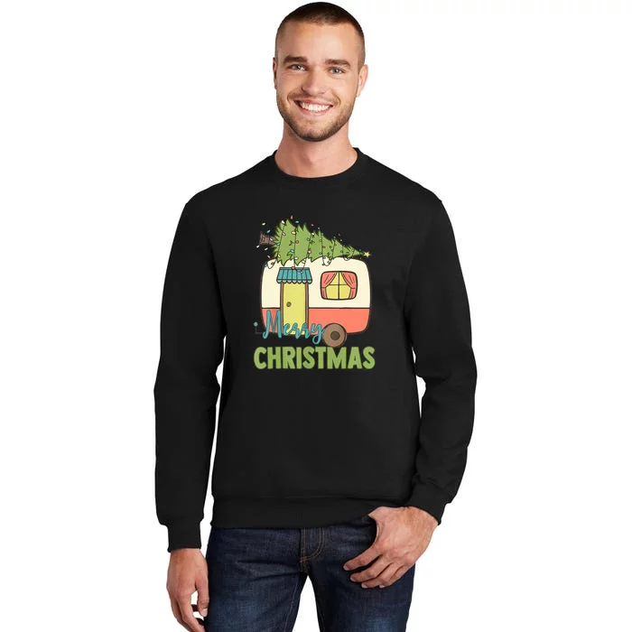 Merry Christmas Camping Van Trailer Xmas Tree Gift Sweatshirt