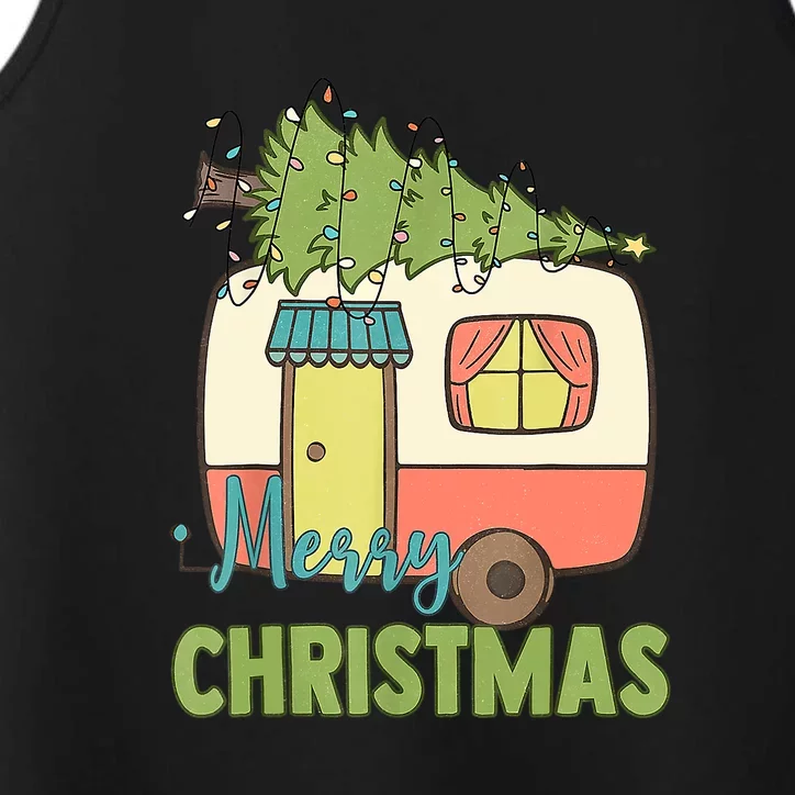 Merry Christmas Camping Van Trailer Xmas Tree Gift Performance Tank