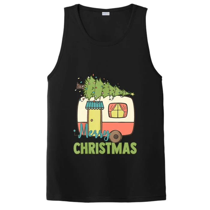 Merry Christmas Camping Van Trailer Xmas Tree Gift Performance Tank