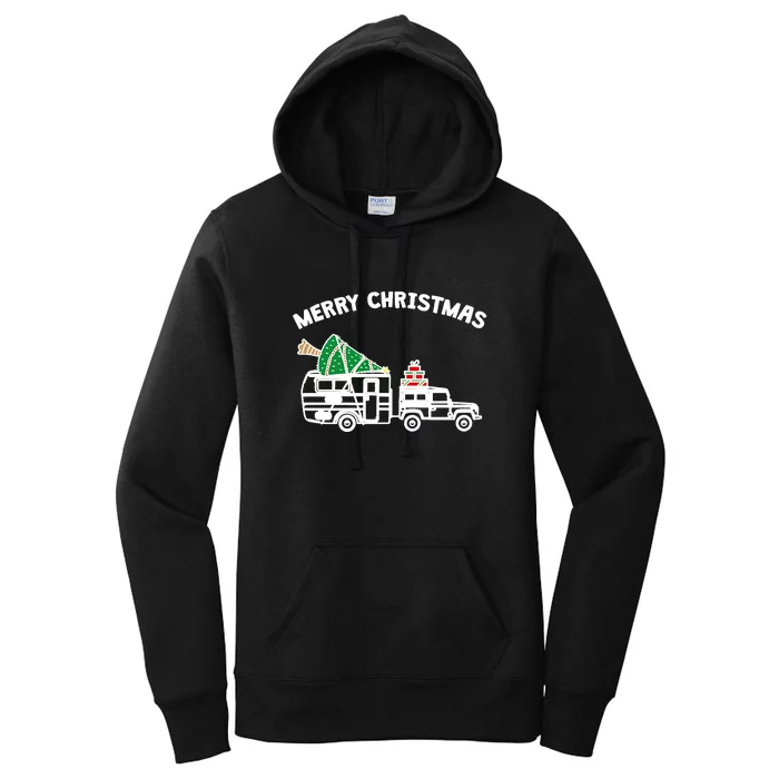 Merry Christmas Caravan Camping RV Trailer Xmas Tree Gift Women's Pullover Hoodie