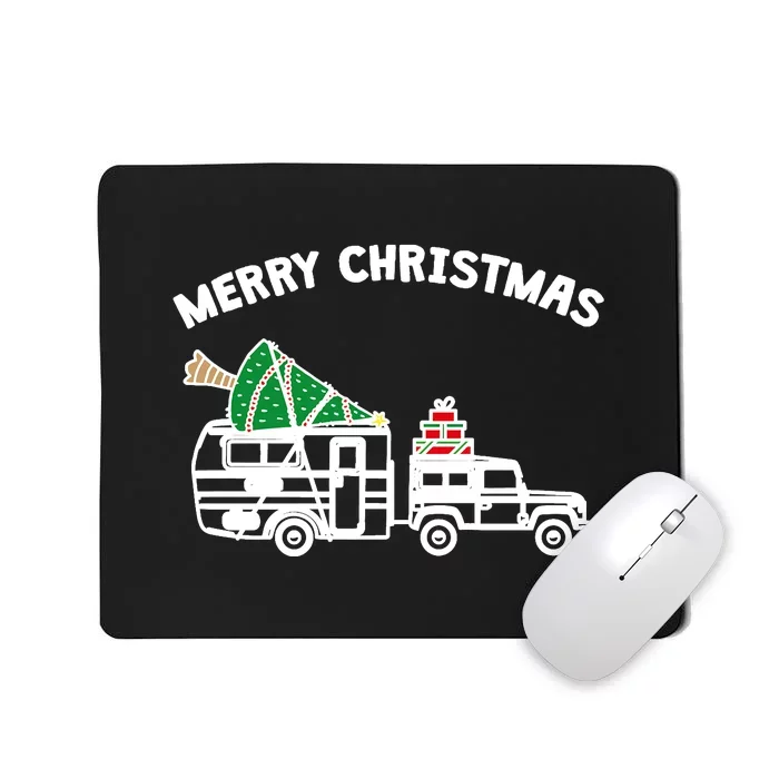 Merry Christmas Caravan Camping RV Trailer Xmas Tree Gift Mousepad