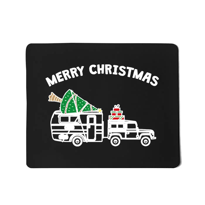 Merry Christmas Caravan Camping RV Trailer Xmas Tree Gift Mousepad