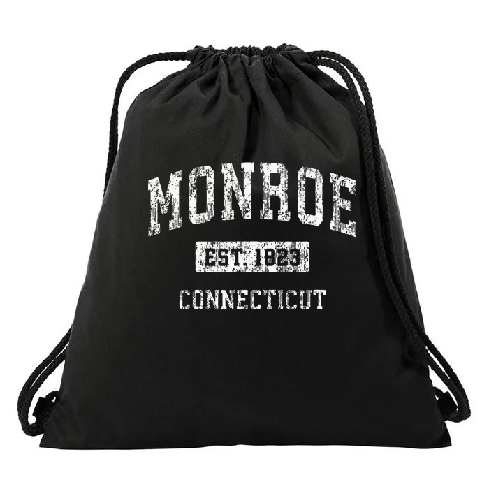 Monroe Connecticut Ct Vintage Sports Established Drawstring Bag