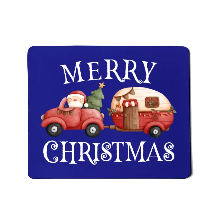 Merry Christmas Camping Cute Santa Claus Red Truck Camper Great Gift Mousepad