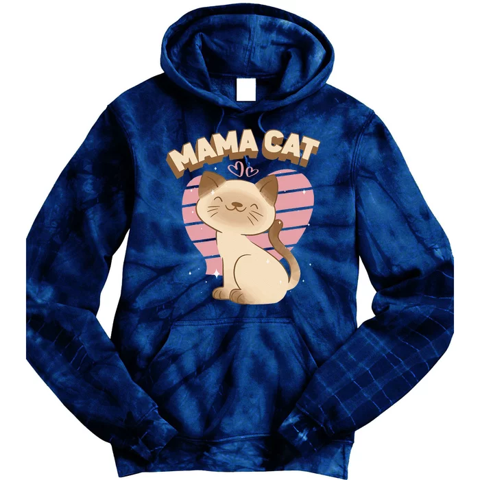 Mama Cat Cute Siamese Cat Breed Heart Decor Mothers Day Tie Dye Hoodie