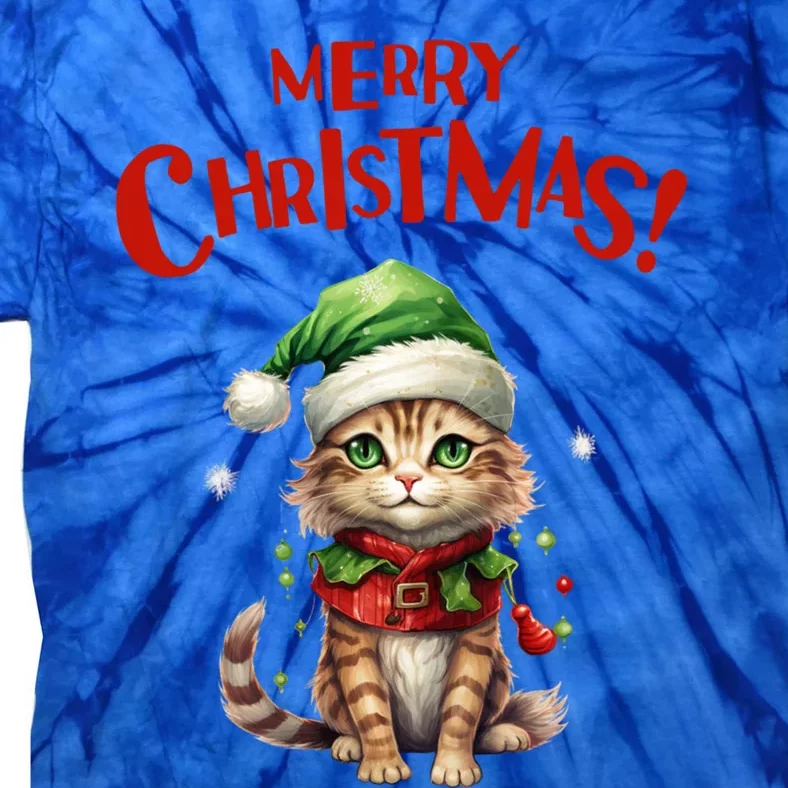 Merry Christmas Cute Winter Santa Cat Festive Holiday Gift Tie-Dye T-Shirt