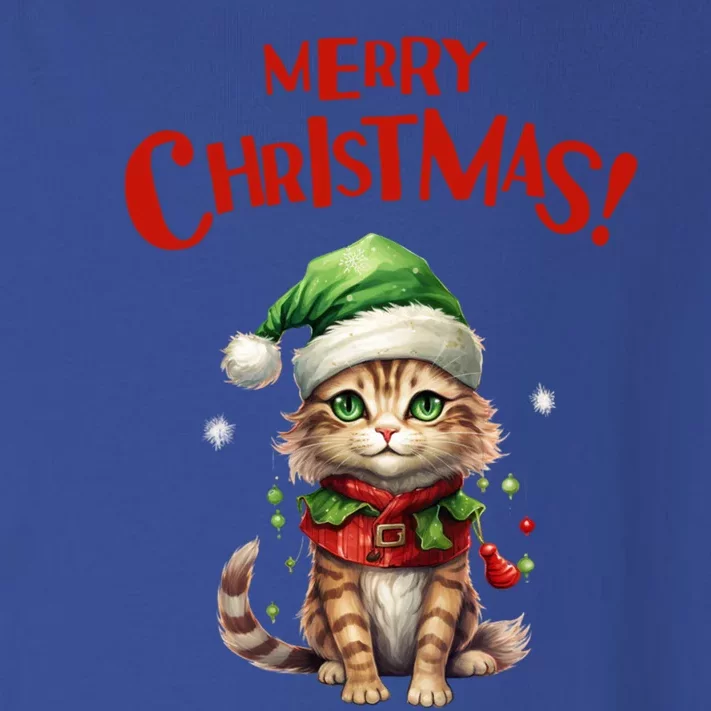 Merry Christmas Cute Winter Santa Cat Festive Holiday Gift Toddler Long Sleeve Shirt