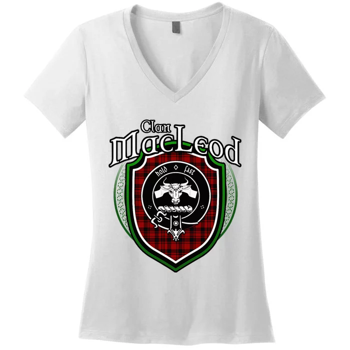 Macleod Clan Crest Scottish Clan Macleod Family Badge Women's V-Neck T-Shirt