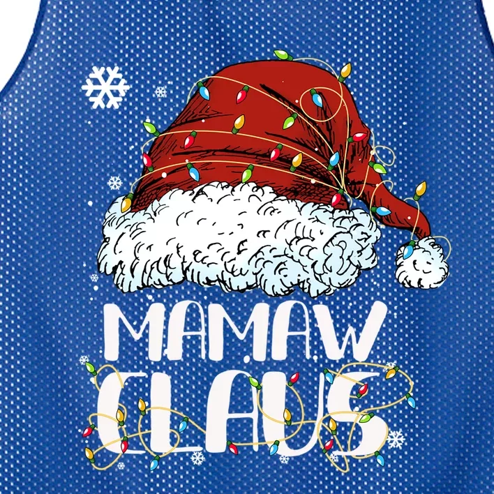 Mamaw Claus Christmas Santa Hat Matching Famiy Pajamas Group Gift Mesh Reversible Basketball Jersey Tank