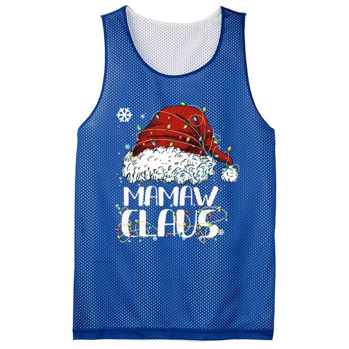 Mamaw Claus Christmas Santa Hat Matching Famiy Pajamas Group Gift Mesh Reversible Basketball Jersey Tank