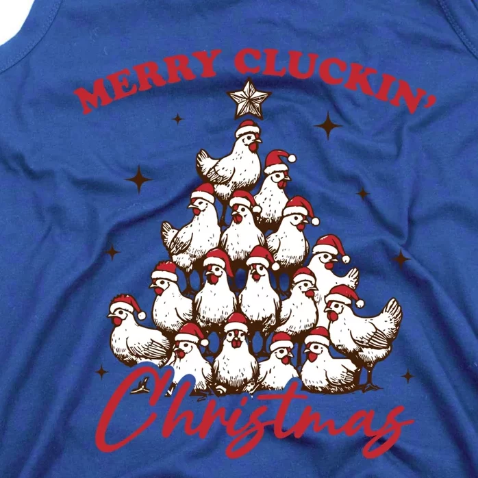 Merry Cluckin Christmas Xmas Tree Chicken Pajamas Holiday Gift Tank Top