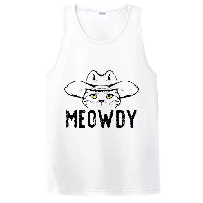 Meowdy Cat Cowboy Funny Meme Country Texas Performance Tank