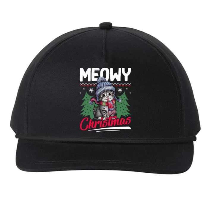 Meowy Christmas Cute Gift Snapback Five-Panel Rope Hat