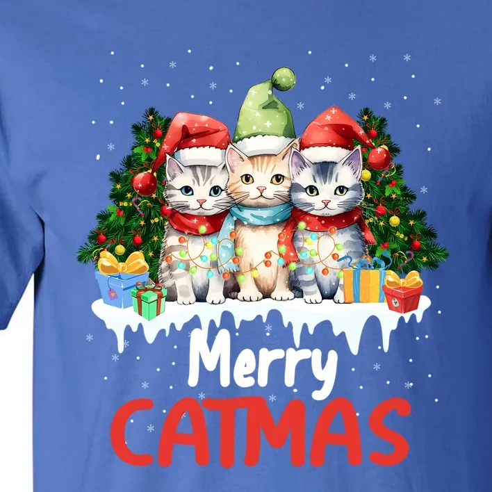 Merry Catmas Christmas Festive Feline Fun Cat Tees Gift Tall T-Shirt