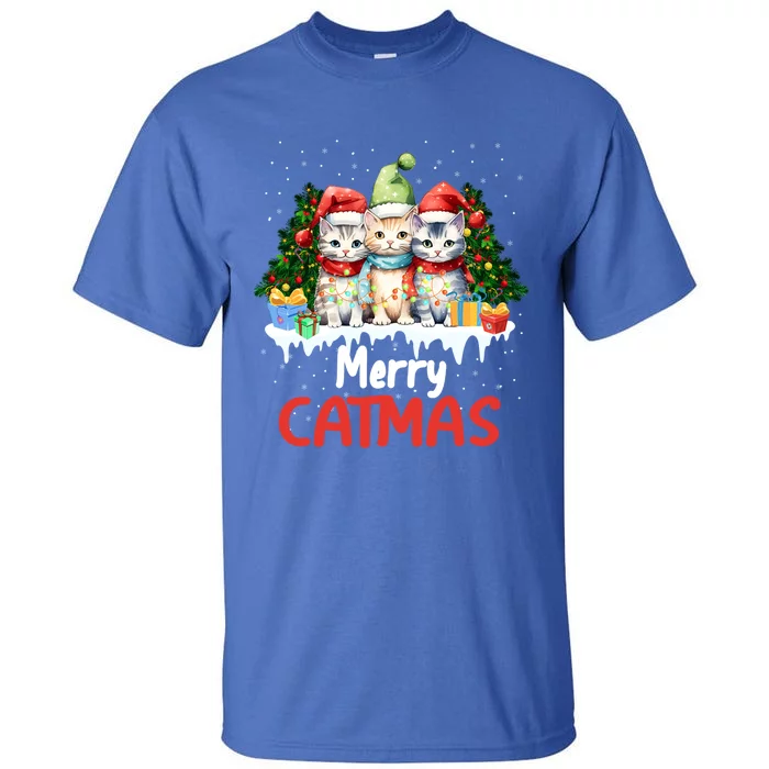 Merry Catmas Christmas Festive Feline Fun Cat Tees Gift Tall T-Shirt