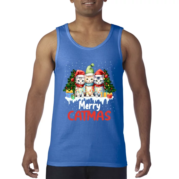 Merry Catmas Christmas Festive Feline Fun Cat Tees Gift Tank Top